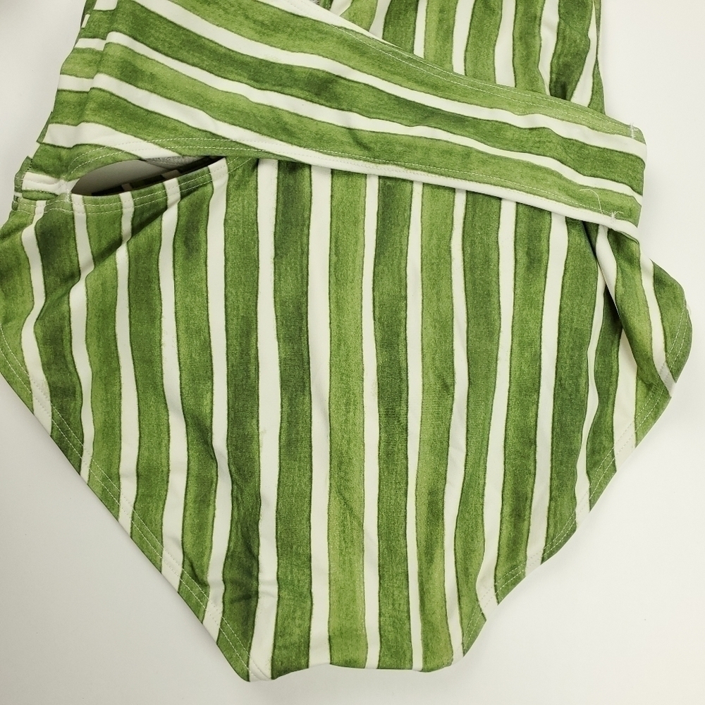 Vince Camuto Green Stripe Cutout Wrap Swimsuit - Picture 14 of 14